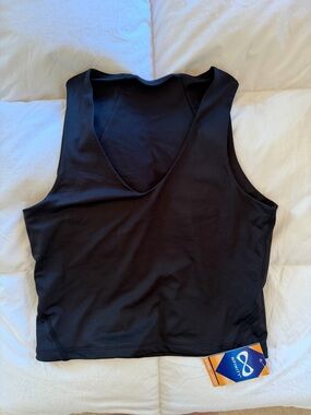 NFINITY Black Performance Crop Tank  With Scoop Neck Style
